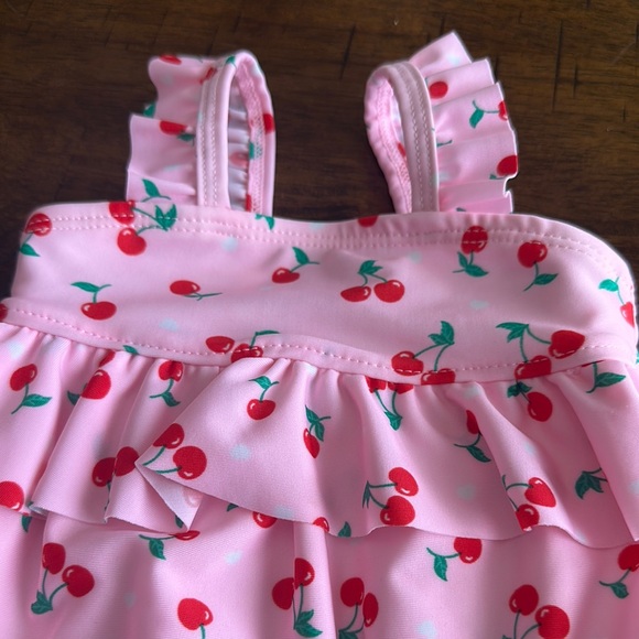 Wonder Nation Pink Cherry Kids Swim One Piece - Picture 2 of 9